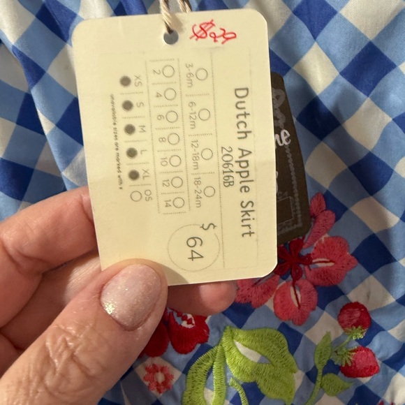 NWT Matilda Jane women’s Blue Checkered Skirt with Floral Accents, size S - Picture 3 of 9